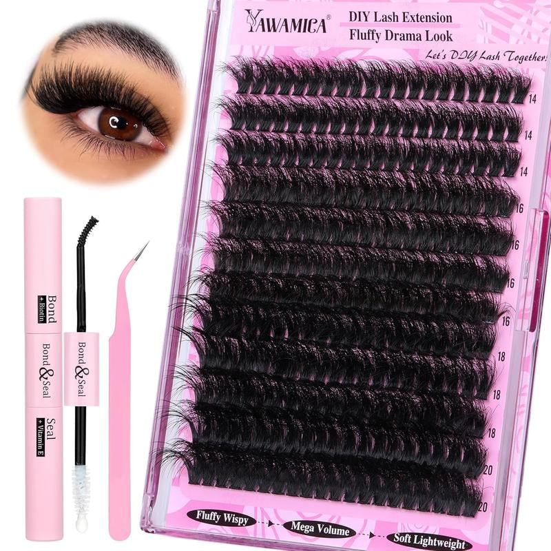 [Limited Time Sale] Fluffy Lash Clusters Thick 200D Volume Eyelash Clusters 14-20Mm Wispy Individual Lashes D Curl Cluster Eyelash Extensions Makeup Pack