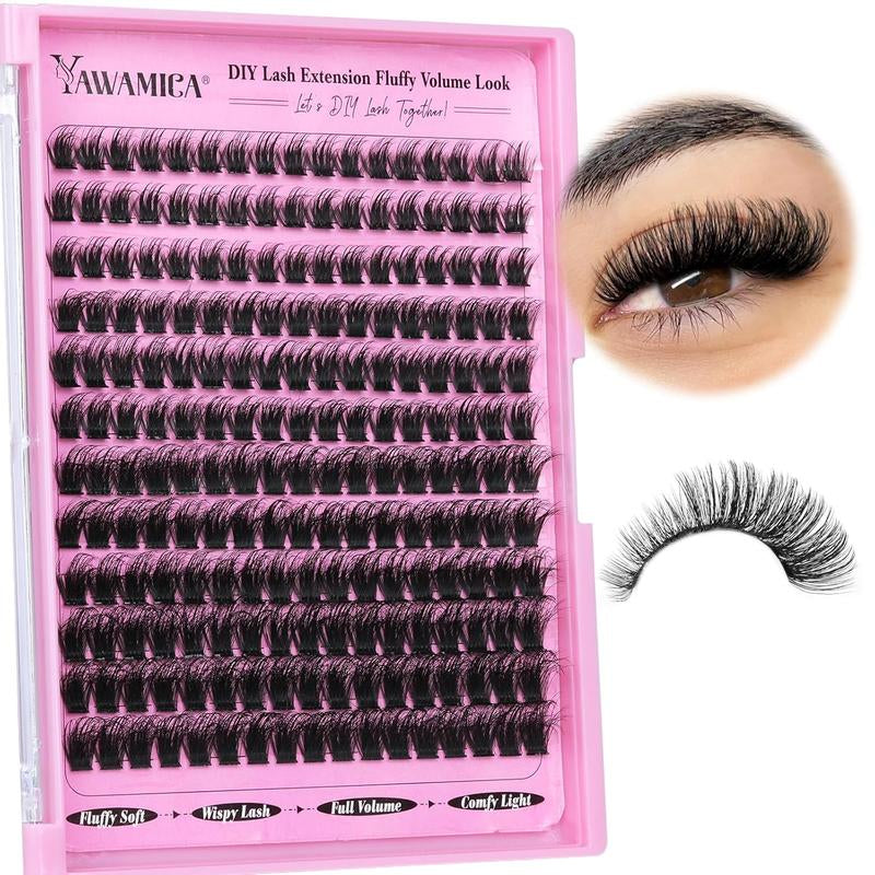 [Limited Time Sale] Fluffy Lash Clusters Thick 200D Volume Eyelash Clusters 14-20Mm Wispy Individual Lashes D Curl Cluster Eyelash Extensions Makeup Pack