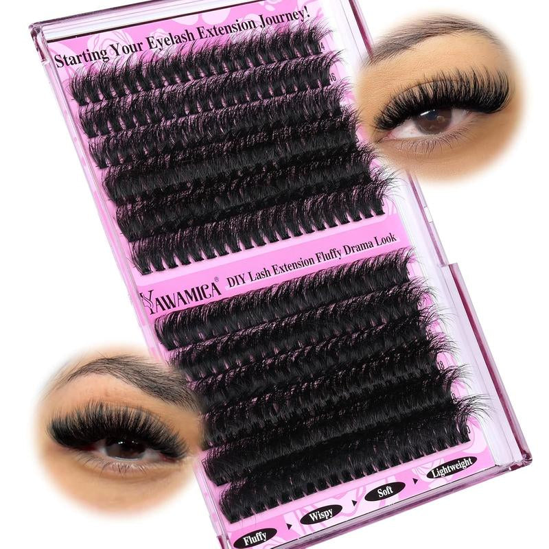 [Limited Time Sale] Fluffy Lash Clusters Thick 200D Volume Eyelash Clusters 14-20Mm Wispy Individual Lashes D Curl Cluster Eyelash Extensions Makeup Pack