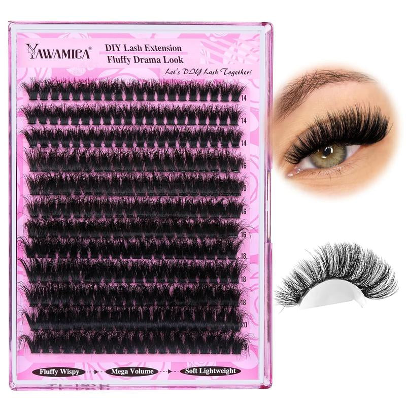 [Limited Time Sale] Fluffy Lash Clusters Thick 200D Volume Eyelash Clusters 14-20Mm Wispy Individual Lashes D Curl Cluster Eyelash Extensions Makeup Pack