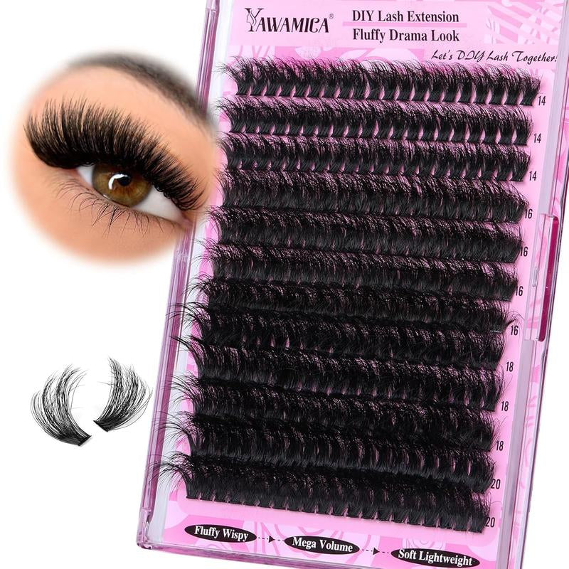 [Limited Time Sale] Fluffy Lash Clusters Thick 200D Volume Eyelash Clusters 14-20Mm Wispy Individual Lashes D Curl Cluster Eyelash Extensions Makeup Pack