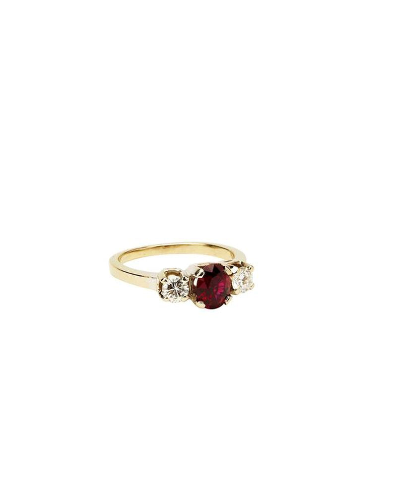 Ruby and Diamond on 14K White Gold