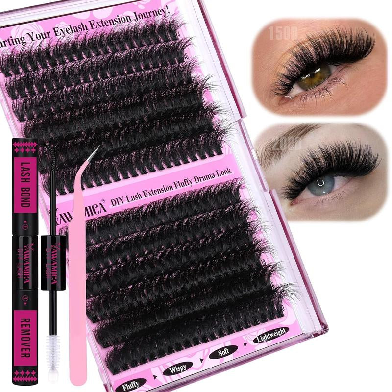 [Limited Time Sale] Fluffy Lash Clusters Thick 200D Volume Eyelash Clusters 14-20Mm Wispy Individual Lashes D Curl Cluster Eyelash Extensions Makeup Pack