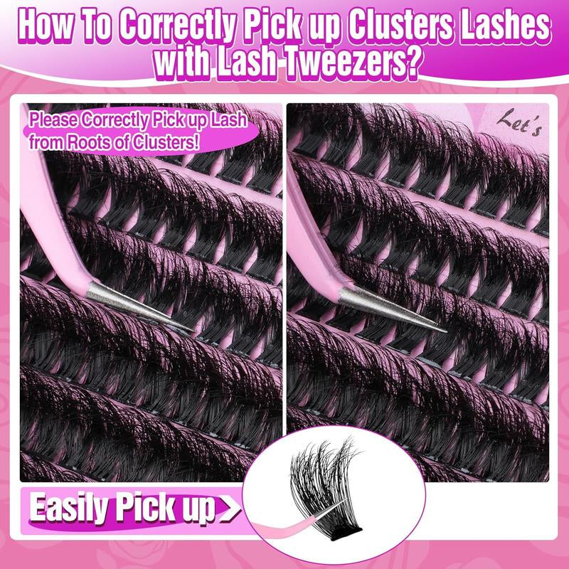 [Limited Time Sale] Fluffy Lash Clusters Thick 200D Volume Eyelash Clusters 14-20Mm Wispy Individual Lashes D Curl Cluster Eyelash Extensions Makeup Pack